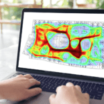 Enlighted Space application showing a heat map overlayed on a floor plan based on traffic movement.